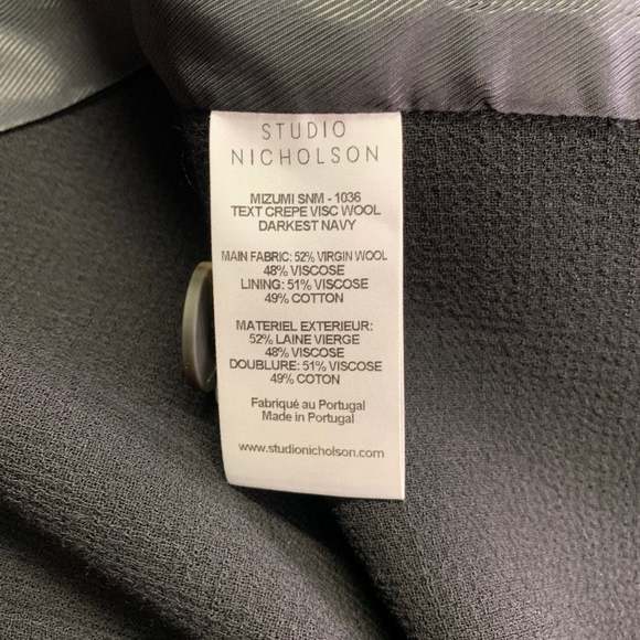 STUDIO NICHOLSON Mizumi Black Crepe Virgin Wool Blend Oversized Jacket - Picture 7 of 8